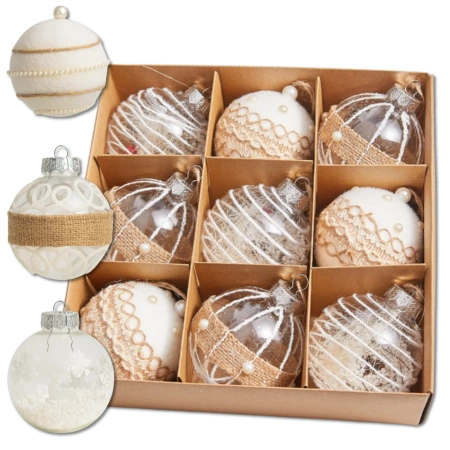 Set decorațiuni acrilice globuri de Crăciun 8 cm