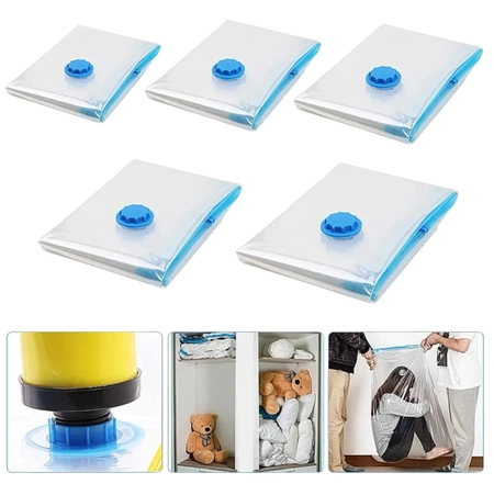 Set 5 buc. saci haine organizator vacuum impermeabil pentru dulap 50 x 60 cm