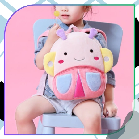 Ghiozdan de pluș pentru copii, pentru preșcolari, cu fermoar, FLUTURE