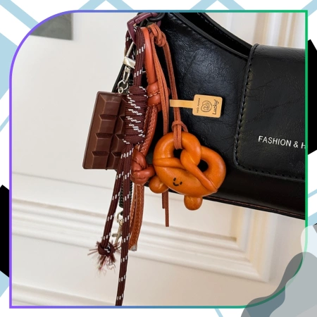 Breloc pentru geantă, rucsac, breloc, pandantiv, tabletă de ciocolată, covrig