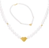 Colier de perle de aur din oțel chirurgical inima perle elegant