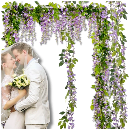 Agățat flori decorative violete artificiale 1buc cățărare pentru ghirlande de viță de vie