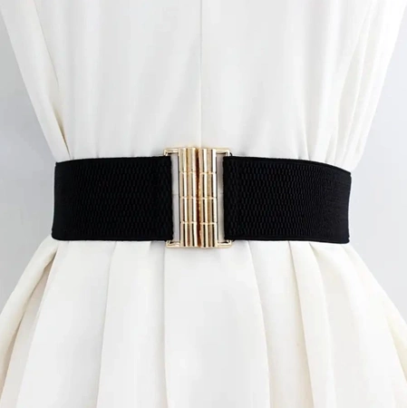 Cureaua neagra eleganta pentru o rochie teaca, elastic in talie