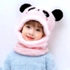 Cute fleece beanie 2in1 cald capota cu urechi pentru copii