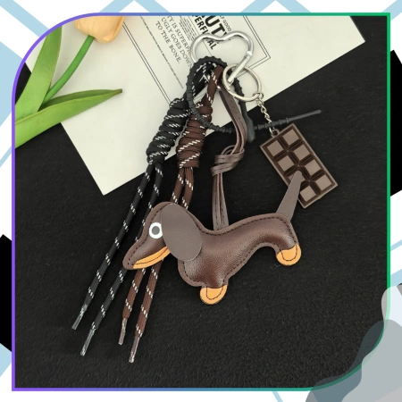 Breloc pentru o pungă de chei, breloc, pandantiv, tabletă de ciocolată, teckel, maro