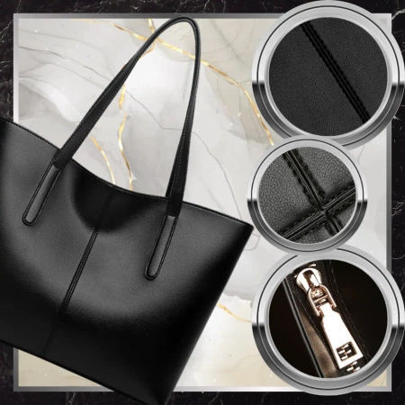 BAD&BAGS geantă de mână din piele clasică neagră shopper