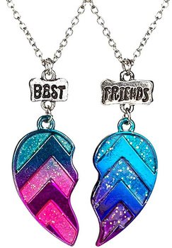 Colier pentru prieteni 2 în 1 inimă cu sclipici