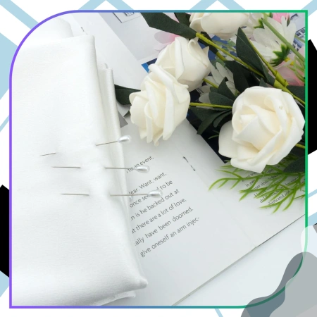 Ace de croitorie, set de 50, ace cu cap în formă de lacrimă, 55 mm, albe