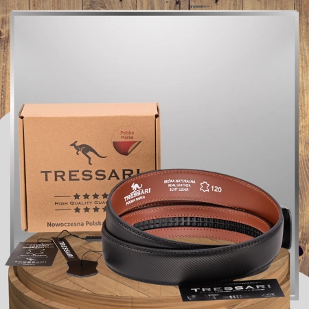 Curea automată din piele pentru bărbați, neagră, 120 cm, TRESSARI