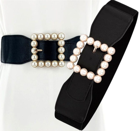 Curea elastică lată de cauciuc cu perle