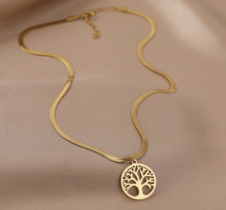 Colier de șarpe din aur, copac elegant din oțel chirurgical