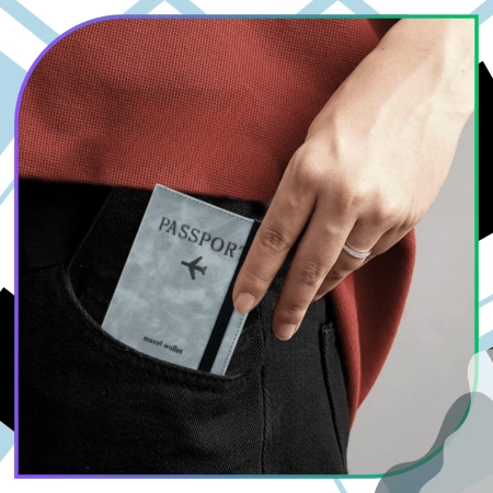 Set de călătorie gri Husă pentru pașaport și portofel de călătorie