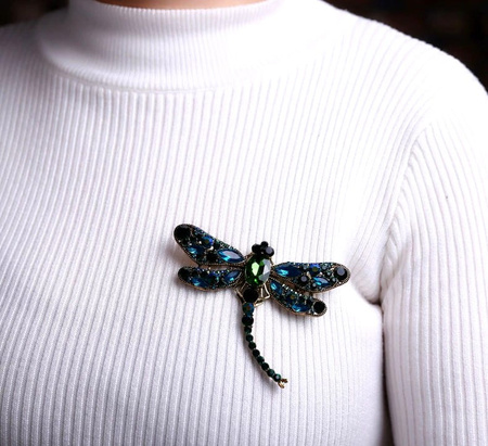 Brosa DRAGONFLY cu zirconi, ac retro insecte