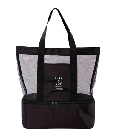 LUNCH BOX plajă geantă de umăr termică dublu negru