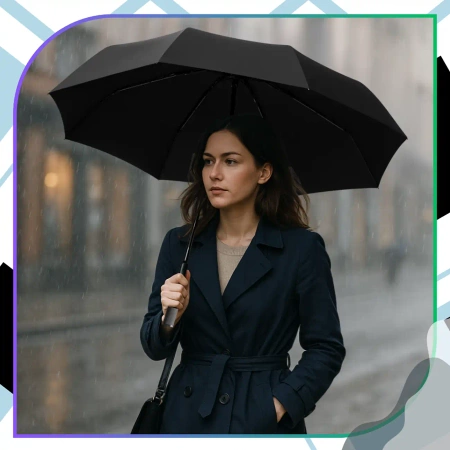 Umbrelă NEAGRĂUmbrelă pliabilă automată anti-UVÎntărită