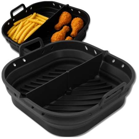 Inserție din silicon pentru friteuză cu aer, tavă de copt neagră reutilizabilă