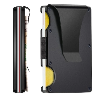 Portofel din metal mini pentru bărbați Cutie organizatoare pentru carduri negre pentru bărbați