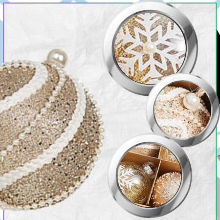 Globuri acrilice aurii, set de 9 globuri de Crăciun, 8 cm