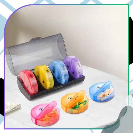 Cutie, casetă, organizator colorat pentru medicamente 7 zile