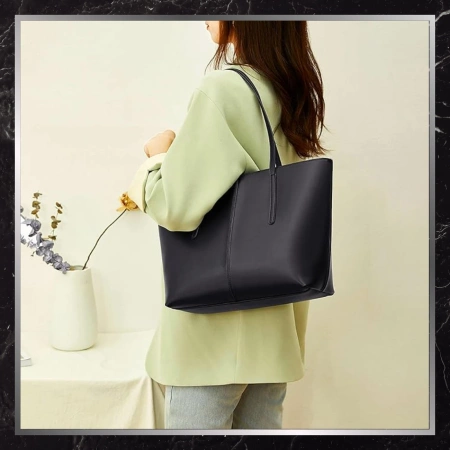 BAD&BAGS geantă de mână din piele clasică neagră shopper
