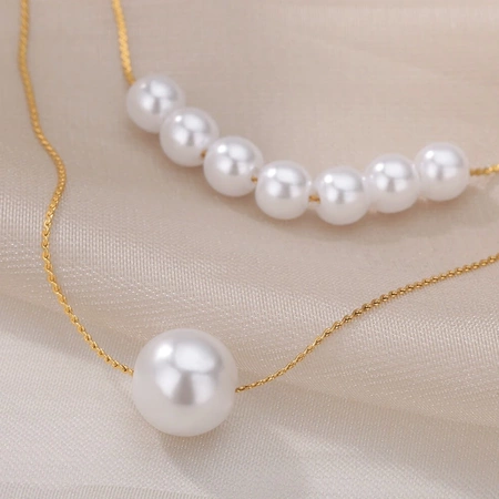 Colier elegant din oțel multi-chirurgical auriu cu perle