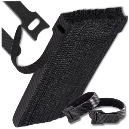 Clemă de cablu cu velcro pentru fixarea firelor, set de 100 bucăți, neagră, 12x150mm