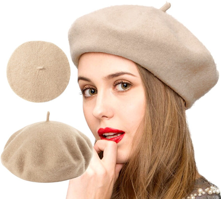 Șapcă beretă de damă cu antenă, bej francez