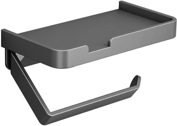 Suport de toaletă de perete cu raft gri pentru hârtie igienică