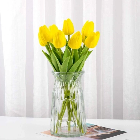 Buchet de lalele artificiale din 10 flori decorative galbene