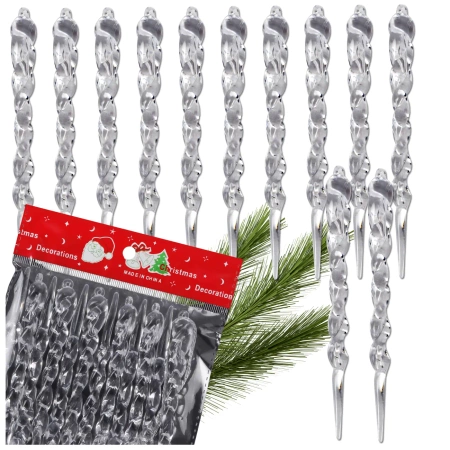 Pandantiv de Crăciun Icicles, 12 globuri decorative 13 cm