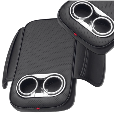 Husa cotiera auto, din piele ecologica, cu suport pentru pahare si buzunar