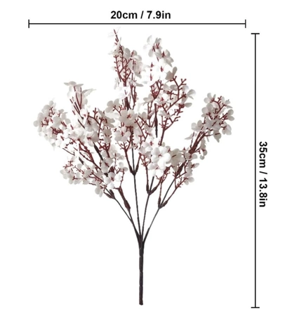 Flori artificiale albe, 1 buc, ramură decorativă de cireș mirabel