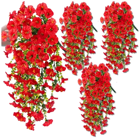 Agățat flori decorative ghirlanda artificială 3 buc roșii