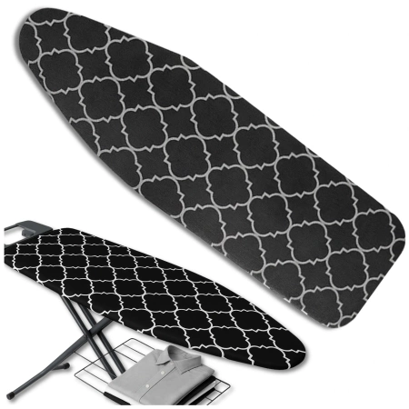 Husă groasă neagră pentru masă de călcat cu modele 120x38 cm