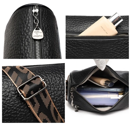 Elegant femei din piele neagră sac de umăr postbag