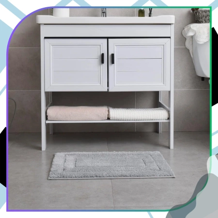 Covoare absorbante antiderapante gri pentru baie din frotte