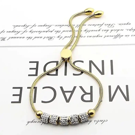 Bratara eleganta din otel chirurgical auriu cu zirconi