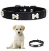 Guler de câine din piele drăguț cu glezne negru reglabil
