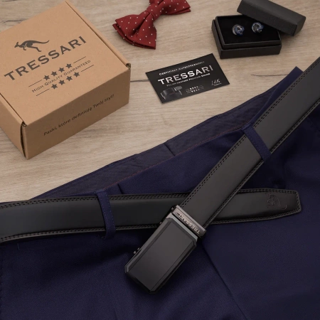 Curea pantaloni barbati 125cm Automatic piele naturala neagra TRESSARI