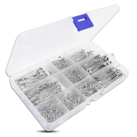 Agrafe 350 bucăți set agrafe mari mici argintii de croitorie