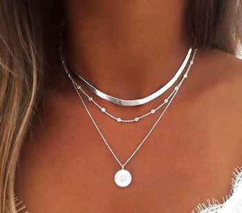 Colier choker cu monede de argint celebritate