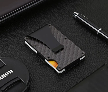 Portofel de metal mini pentru bărbați Husă pentru bărbați Organizator de carduri negru