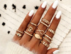 Set de inele retro punk auriu stil antic