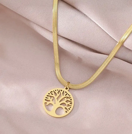 Colier de șarpe din aur, copac elegant din oțel chirurgical