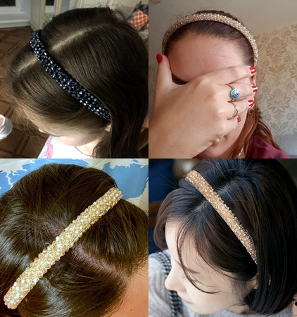 Bentita de par cu cristale, perle, strasuri, diadema