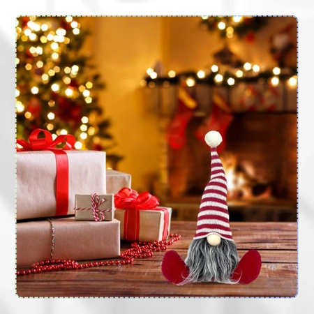 Spiriduș de Crăciun Moș Crăciun 28 cm stând pitic roșu