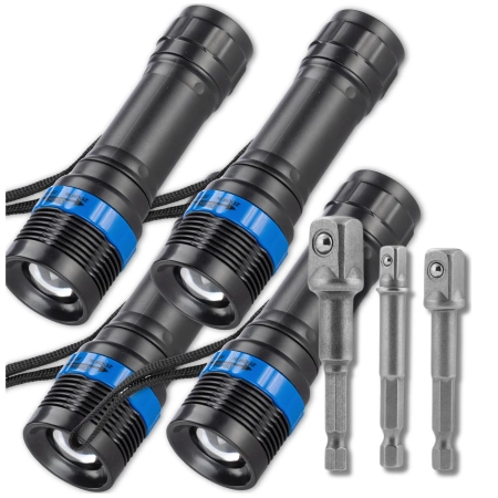 Set complet lanternă LED 4 buc + adaptoare pentru șurubelniță 3 buc