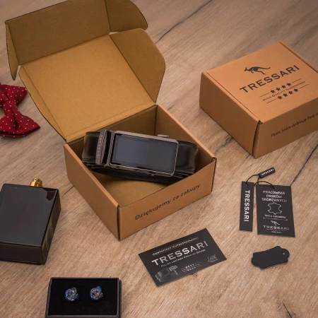 TRESSARI centura automata barbati 115cm piele naturala pentru pantaloni, neagra