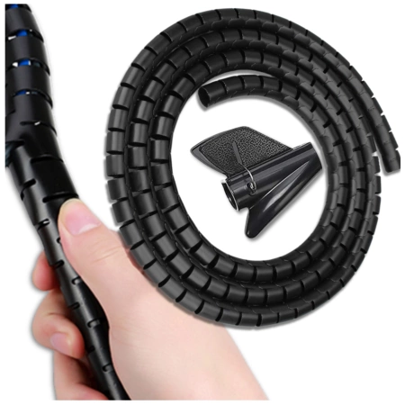 Husă de cablu, 5 m, neagră, organizator de cabluri