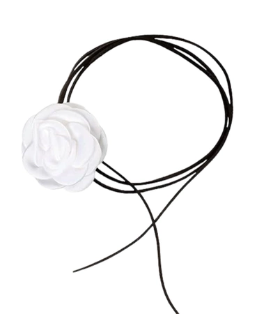 Colier choker dama cu o floare alba innodata